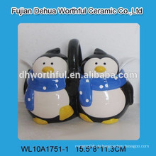 Werbe-Keramik-Gewürzglas mit Pinguin-Figur